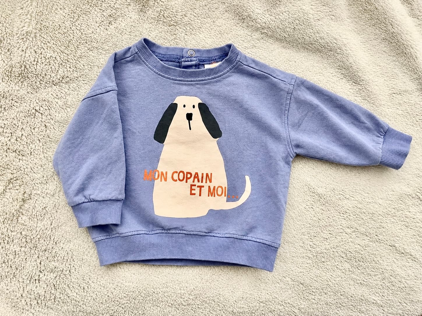 Süßer Kinderpullover, Hundemotiv, Größe 62