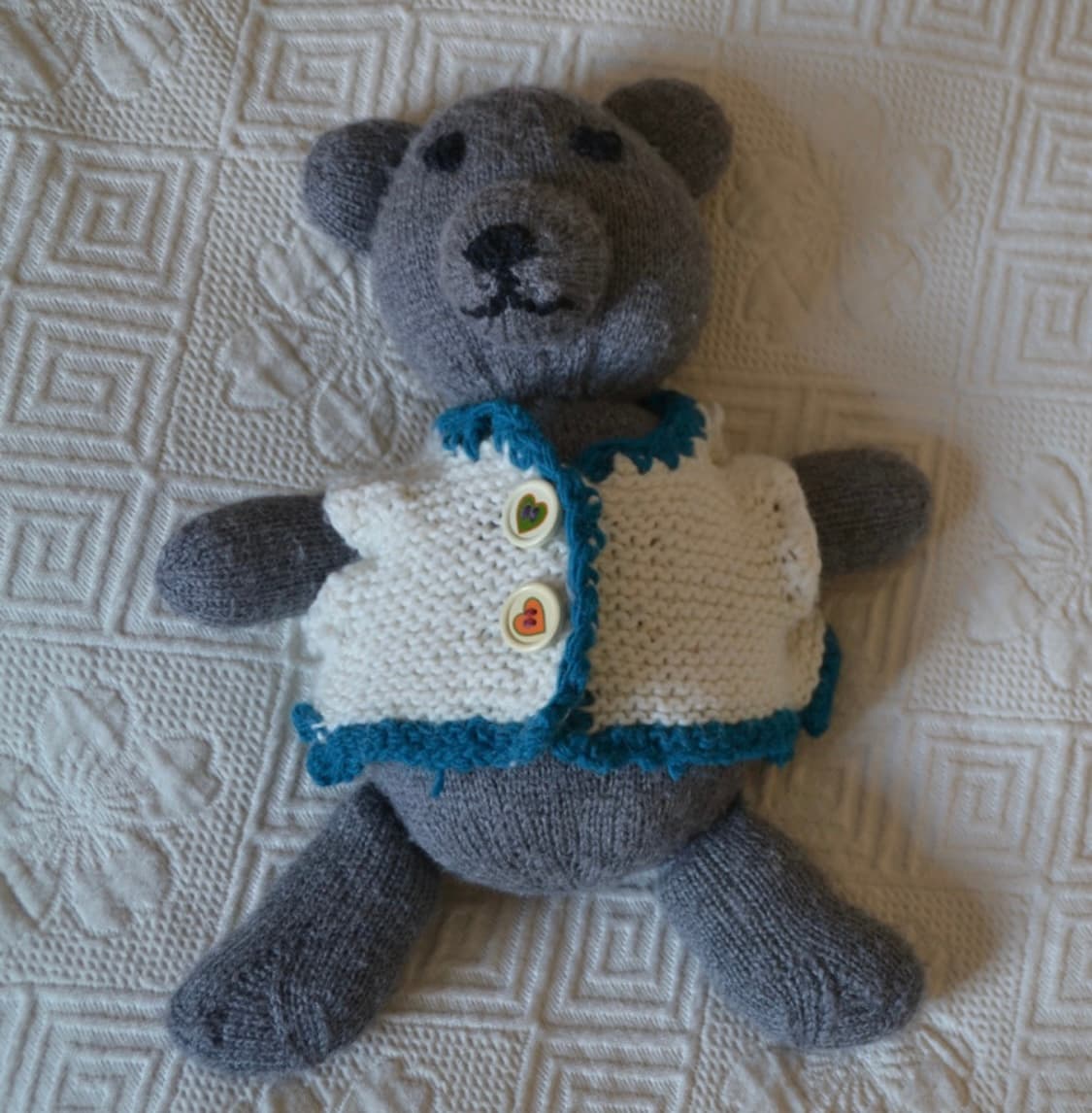 Teddy Wolle Strickteddy groß Wollteddy Bär Plüschtier Handarbeit
