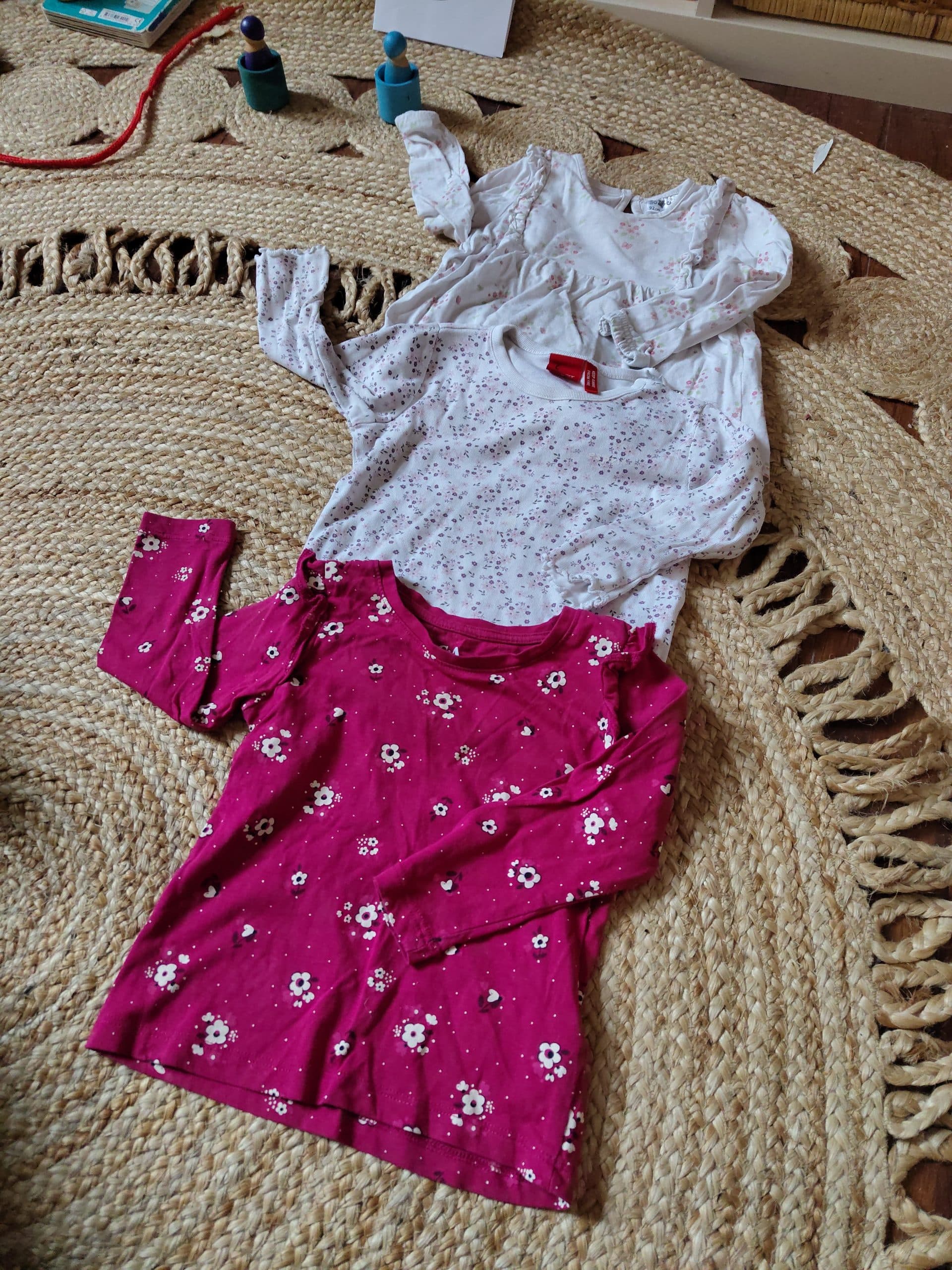 3er Set Baumwolle Floral und mit Volants